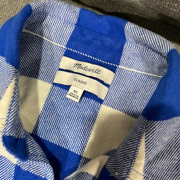 Madewell Classic ExBoyfriend Buffalo Plaid light Blu Checker Button down Flannel - Picture 8 of 13